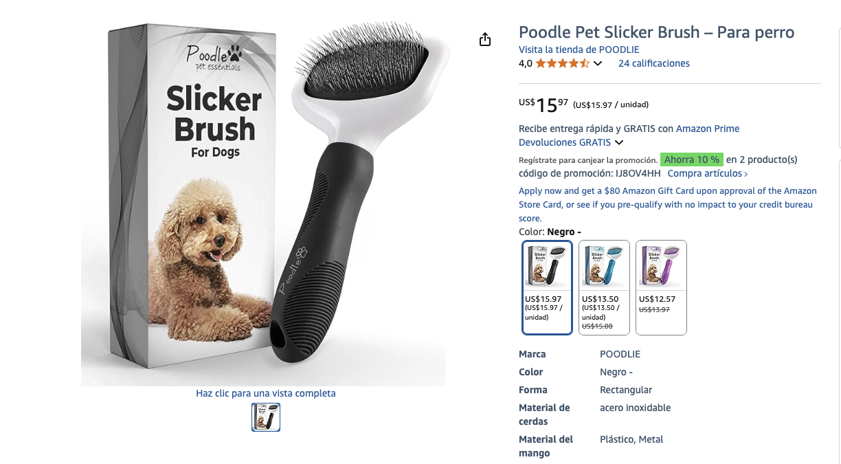 Ficha genérica sin optimizar de producto para mascotas