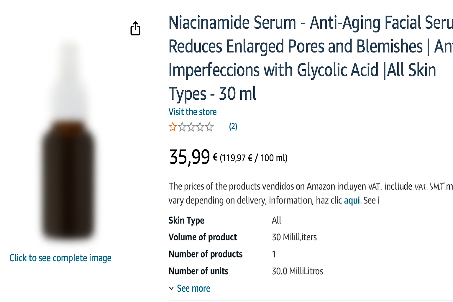 Ficha de producto antigua de Lourdes en Amazon