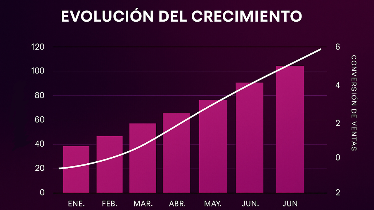 Gráfico de crecimiento de ventas y conversión