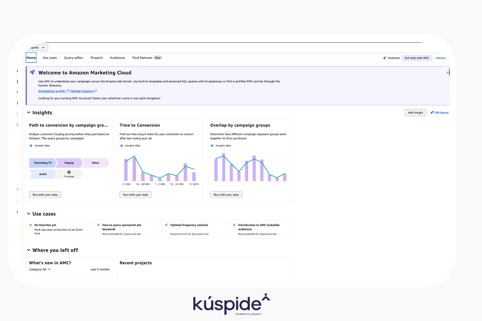 Dashboard de configuración de campañas en Amazon Marketing Cloud