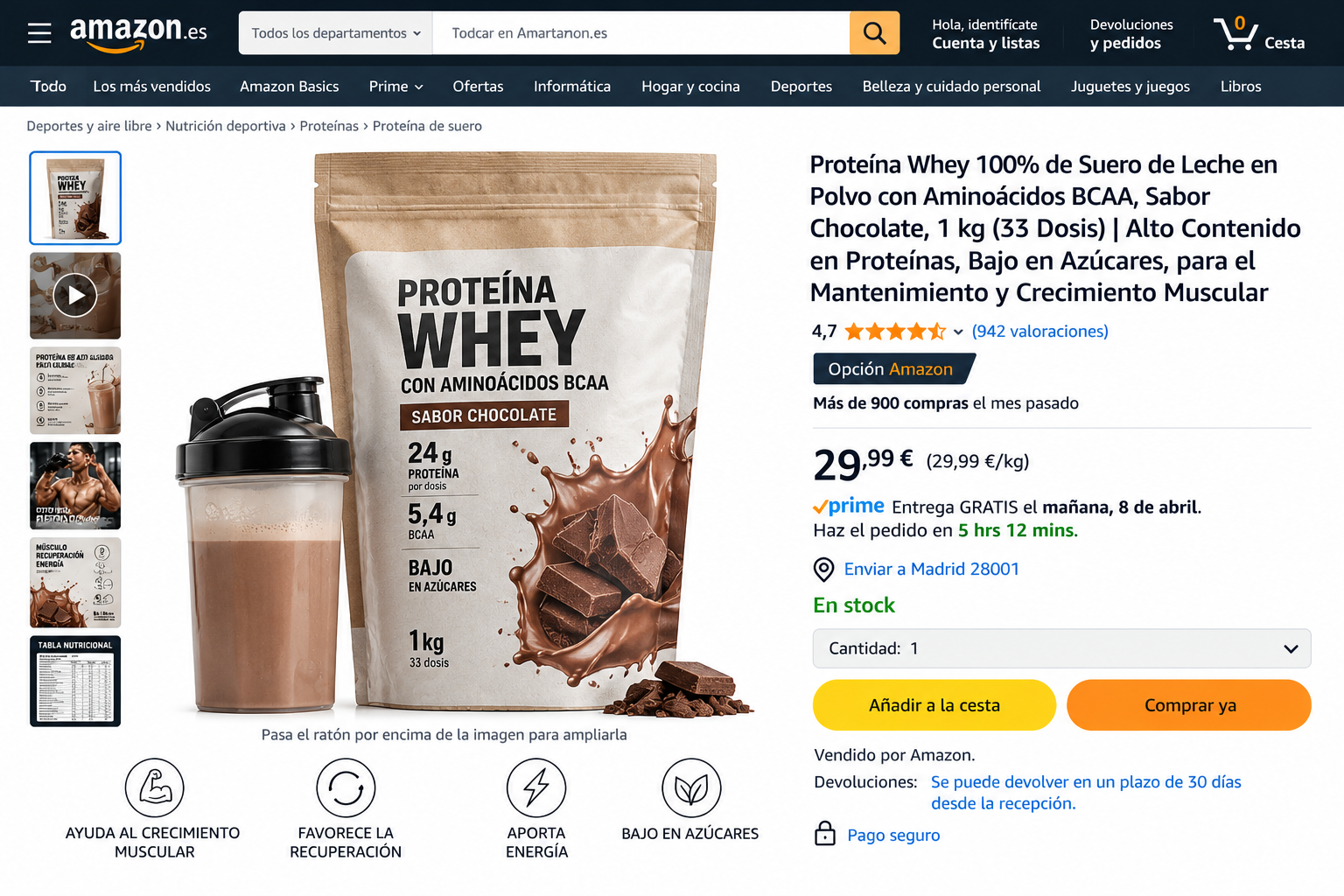 Ficha de producto optimizada en Amazon